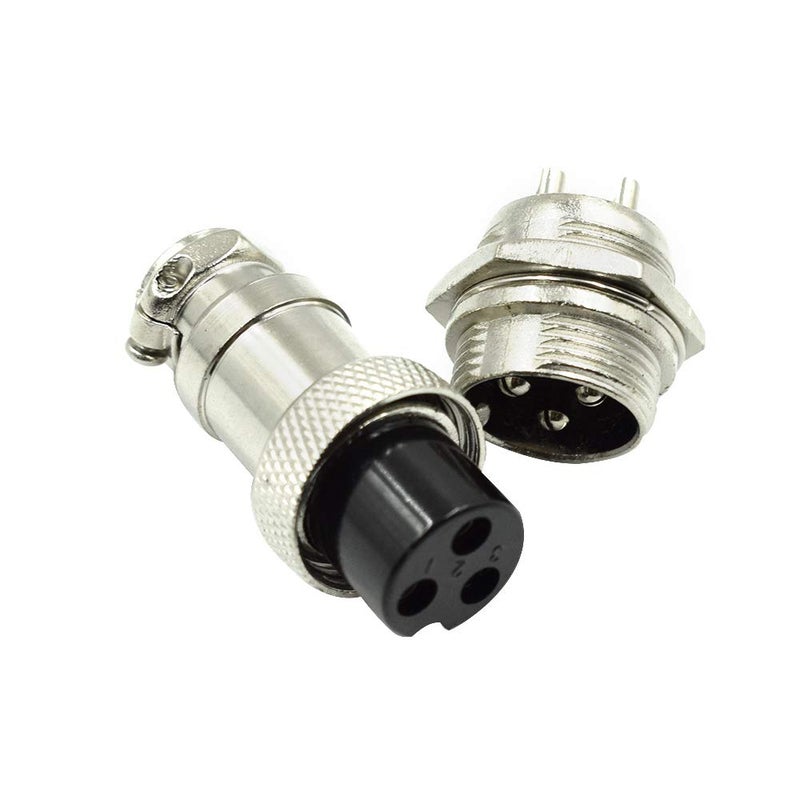 Hxchen 3 Pin Metal Male Female Panel Connector 16mm GX16-3P Silver Aviation Plug - (2 Sets) - Image 5